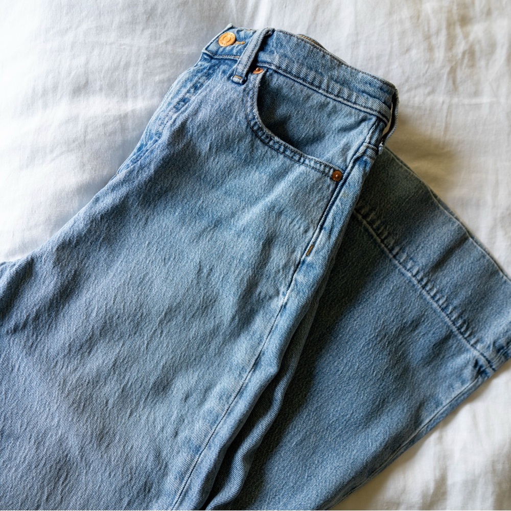 J.Crew Wide Leg Jeans Size 28 Light Wash High Rise Denim